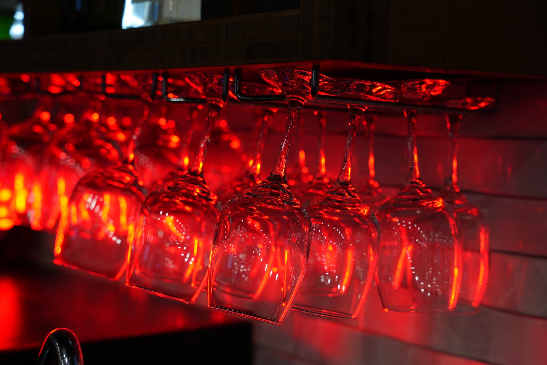 Crystal Stemware & Red Ambient Glow